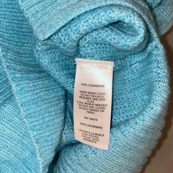 Vineyard Vines Light Aqua Blue Crew Neck Sweater Women’s 100% Cashmere Size L - Picture 6 of 9